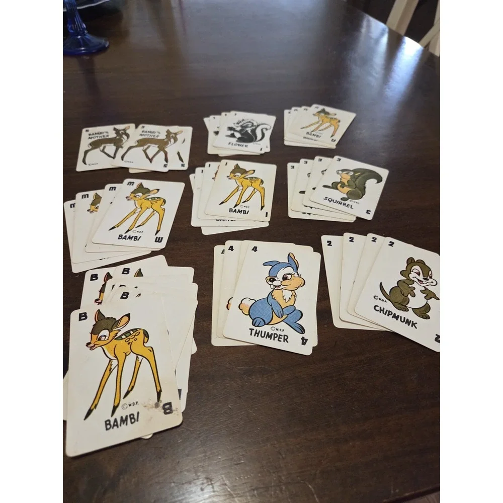 vintage 1946 Bambi card game, Disney Book And Thumper Plush